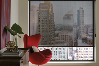 Norman roller shade in city apartment