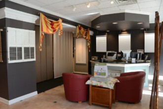 Ambiance showroom with examples of shutters and blinds