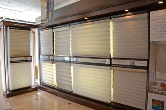 Hunter Douglas cellular shades on display in showroom